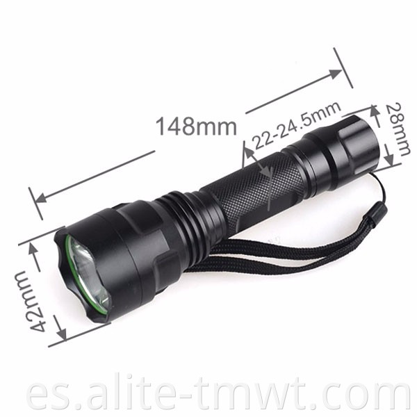 Torcha de linterna LED de LE LED de estilo C8 de alta distancia con montaje de caza e interruptor de presión